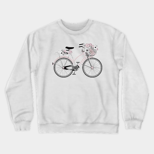 nostalgic bike with lush floral decoration Crewneck Sweatshirt by Kisho